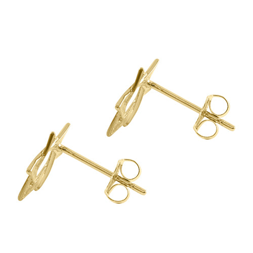 Solid 14k Yellow Gold Multi-Tone Star of David Stud Earrings