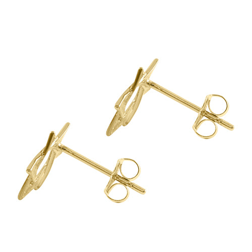 Solid 14k Yellow Gold Multi-Tone Star Of David Stud Earrings