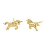 Solid 14k Yellow Gold Small Unicorn Earrings