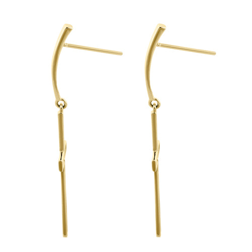 Solid 14k Yellow Gold Dangling Cross Earrings