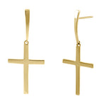 Solid 14k Yellow Gold Dangling Cross Earrings