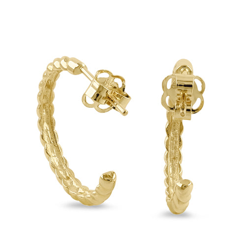 Solid 14k Yellow Gold 14mm x 1.5mm Rope Hoop Earrings