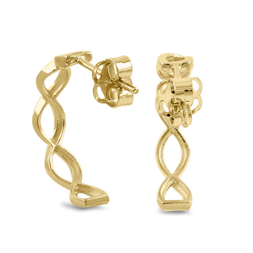 Solid 14k Yellow Gold 14mm x 3mm Twisted Hoop Earrings