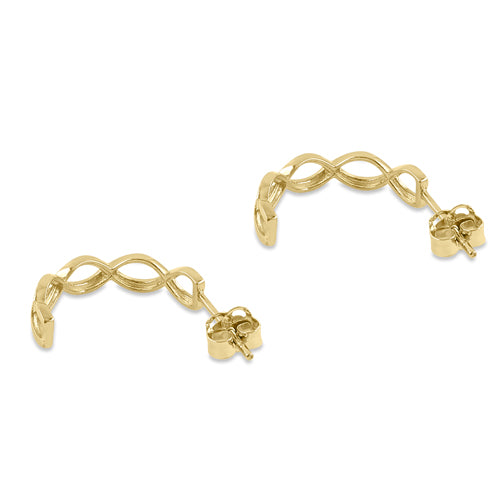 Solid 14k Yellow Gold 14mm X 3mm Twisted Hoop Earrings