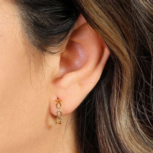 Solid 14k Yellow Gold 14mm x 3mm Twisted Hoop Earrings