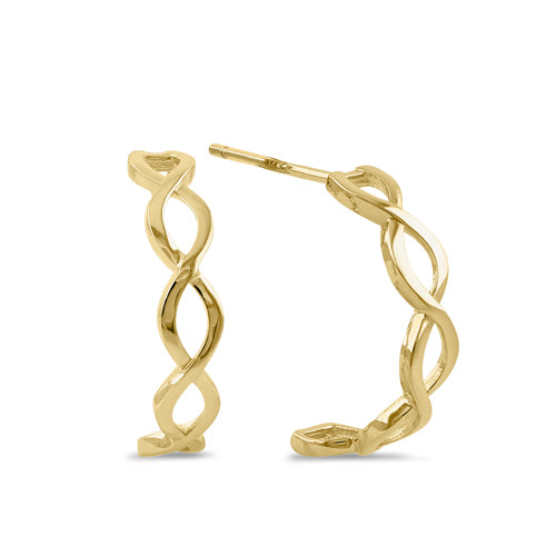 Solid 14k Yellow Gold 14mm x 3mm Twisted Hoop Earrings