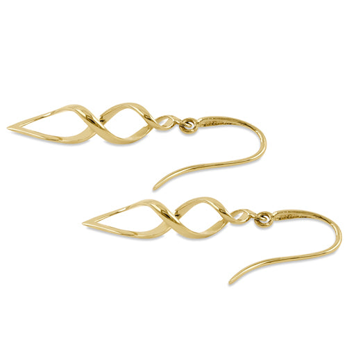 Solid 14k Yellow Gold Dangling Triple Twist Earrings