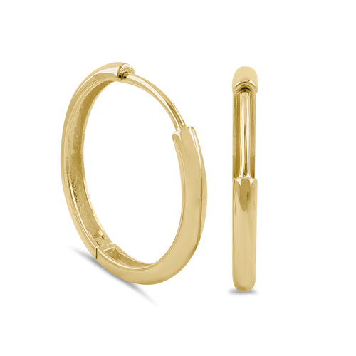 Solid 14k Yellow Gold 19mm X 2mm Hoop Earrings