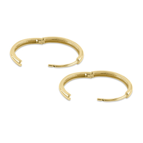 Solid 14k Yellow Gold 19mm X 2mm Hoop Earrings