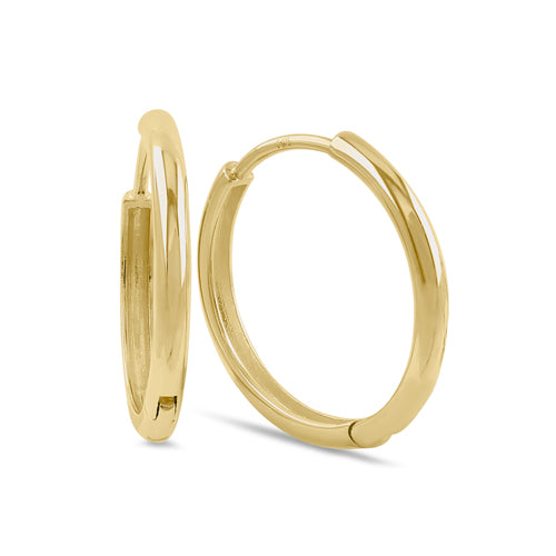 Solid 14k Yellow Gold 19mm x 2mm Hoop Earrings