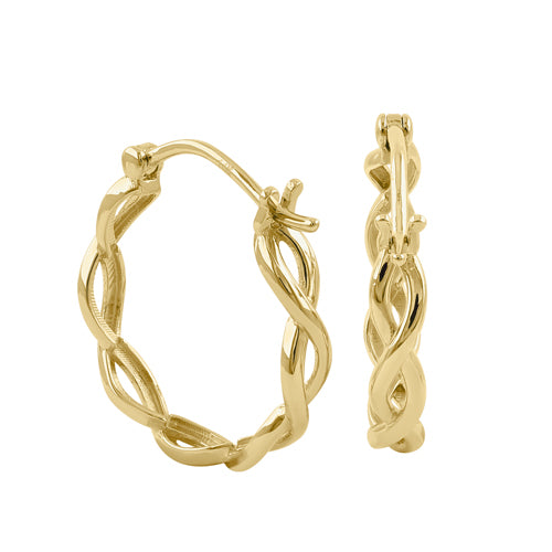 Solid 14k Yellow Gold 18mm x 3mm Twisted Hoop Earrings