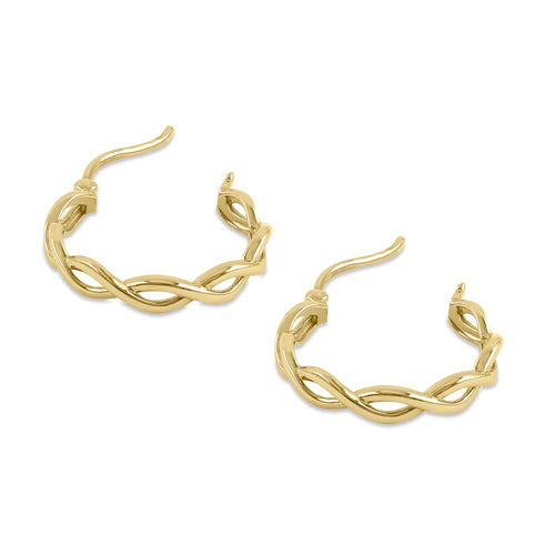 Solid 14k Yellow Gold 18mm x 3mm Twisted Hoop Earrings