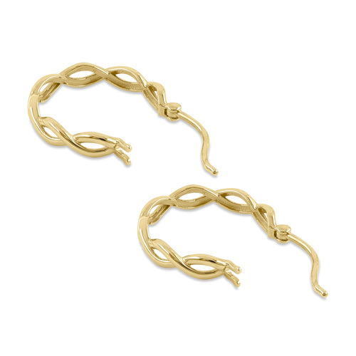 Solid 14k Yellow Gold 18mm x 3mm Twisted Hoop Earrings