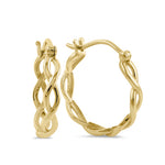 Solid 14k Yellow Gold 18mm x 3mm Twisted Hoop Earrings