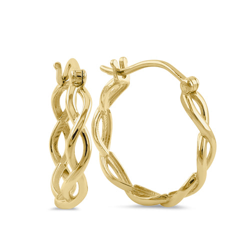 Solid 14k Yellow Gold 18mm x 3mm Twisted Hoop Earrings