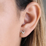 Solid 14K Yellow Gold Pristine Heart Round Clear CZ Earrings