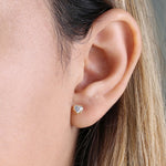 Solid 14K Yellow Gold 4mm Heart Cut Clear CZ Earrings