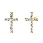 Solid 14K Yellow Gold Cross CZ Earrings