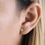 Solid 14K Yellow Gold Infinity Flower Clear CZ Earrings