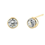 Solid 14K Yellow Gold 4mm Round Cut Clear CZ Earrings