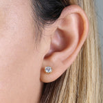 Solid 14K Yellow Gold 5mm Round Cut Clear CZ Earrings