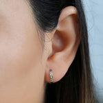 Solid 14K Yellow Gold 2 x 11mm Round CZ Hoop Earrings
