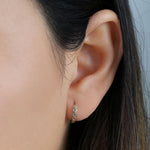 Solid 14K Yellow Gold 1mm x 12.3mm Round Clear CZ Hoop Earrings
