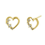 Solid 14K Yellow Gold Heart CZ Earrings