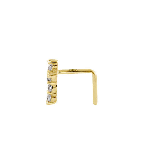 Solid 14K Yellow Gold Cross CZ Nose Stud