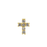 Solid 14K Yellow Gold Cross CZ Nose Stud