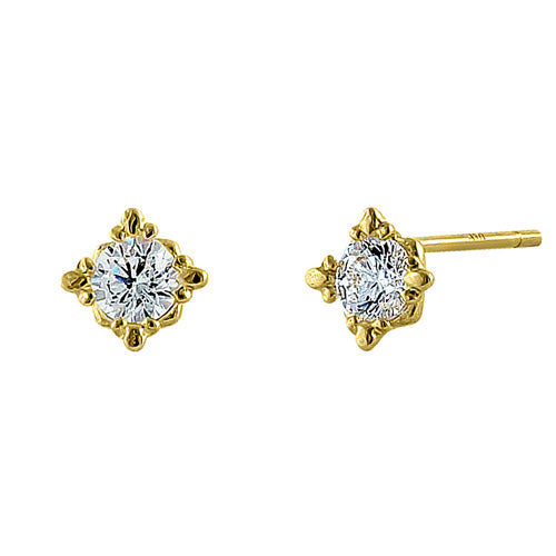 .34 ct Solid 14K Yellow Gold 3.5MM Round CZ Earrings