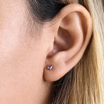 .36 ct Solid 14K Yellow Gold 3mm Princess Cut Amethyst CZ Earrings