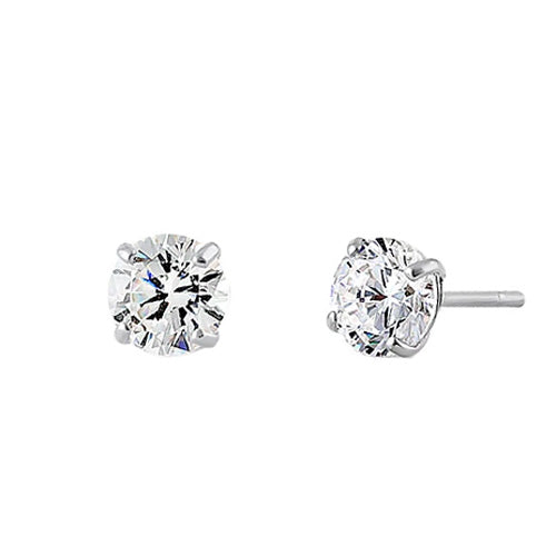 .12 ct Solid 14K White Gold 2.5mm Round Cut Clear CZ Earrings