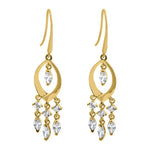 Solid 14K Yellow Gold Chandelier Dangle CZ Hook Earrings