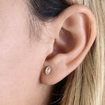 Solid 14K Yellow Gold Marquise CZ Stud Earrings