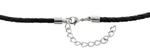 3.0mm Black Braided Leather Cord w/ Adjustable Clasp