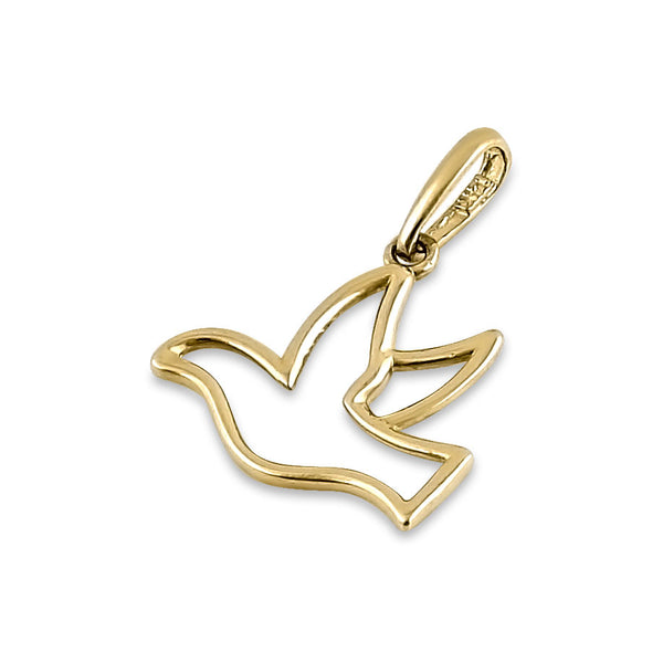Solid 14K Yellow Gold Dove Pendant