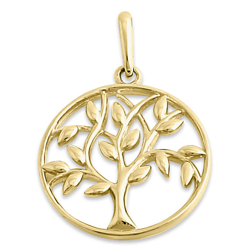 Solid 14K Yellow Gold Tree of Life Pendant