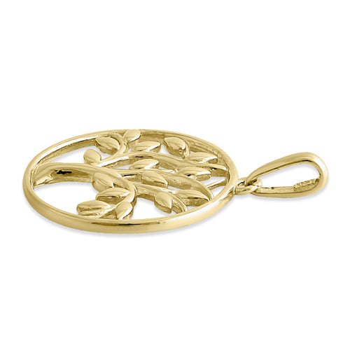Solid 14K Yellow Gold Tree of Life Pendant