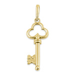 Solid 14K Yellow Gold Clover Key Pendant