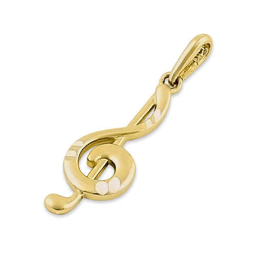 Solid 14K Yellow Gold Music Note Pendant