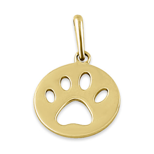 Solid 14K Yellow Gold Dog Paw Pendant