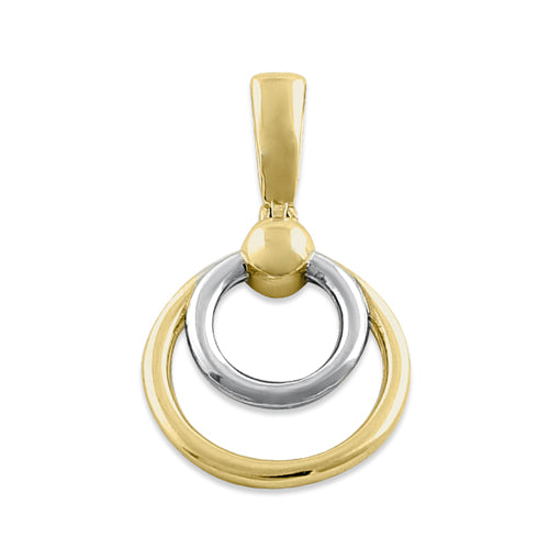Solid 14K White Gold Circles Pendant