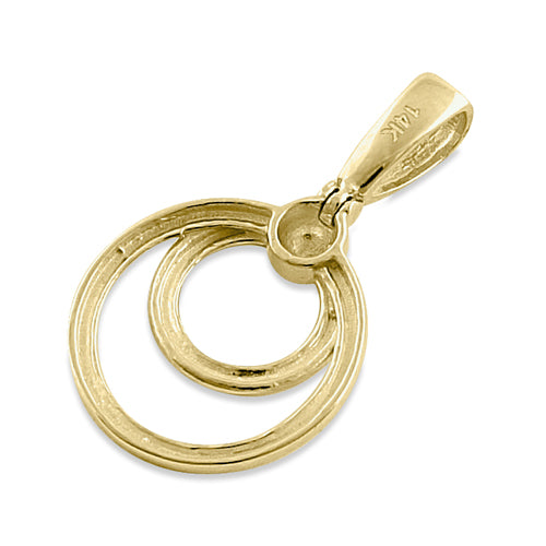 Solid 14K White Gold Circles Pendant