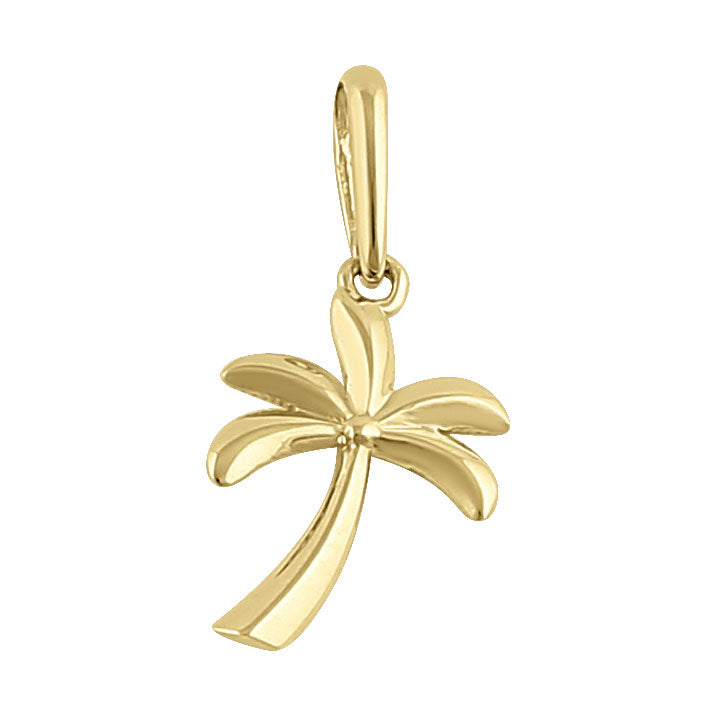 Solid 14K Yellow Gold Palm Tree Pendant