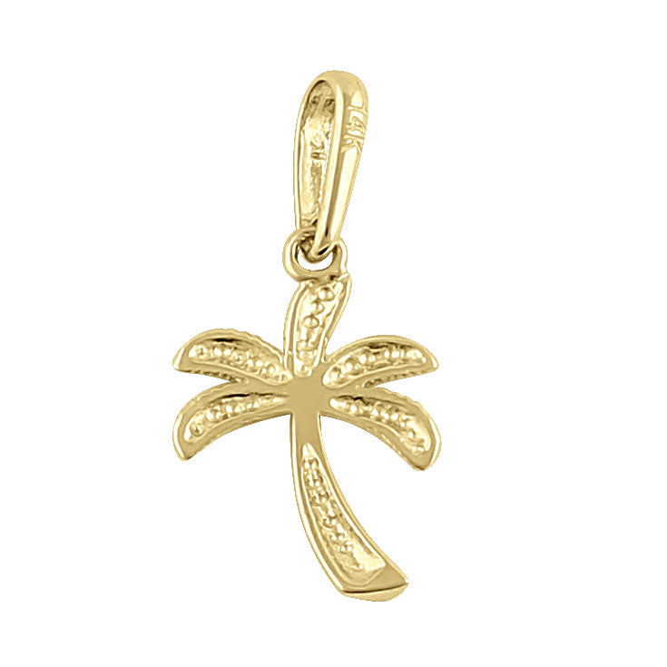 Solid 14K Yellow Gold Palm Tree Pendant