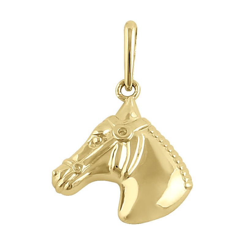Solid 14K Yellow Gold Horse Head Pendant