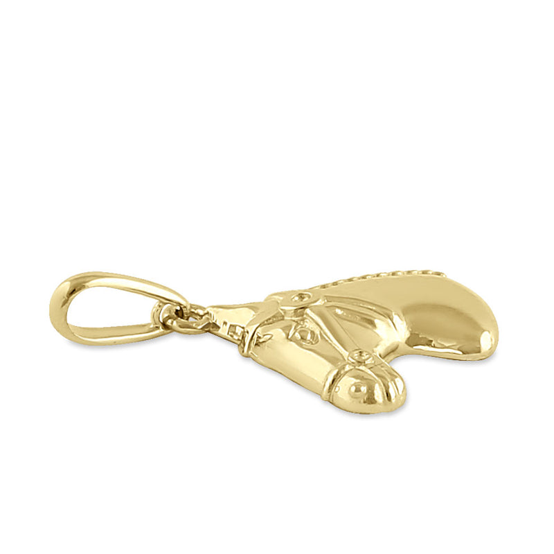 Solid 14K Yellow Gold Horse Head Pendant
