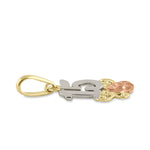Solid 14K Triple Tone Gold Sweet 15 Pendant