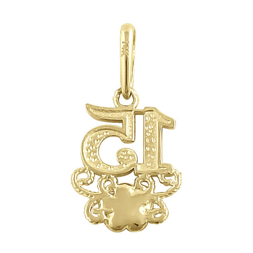Solid 14K Triple Tone Gold Sweet 15 Pendant